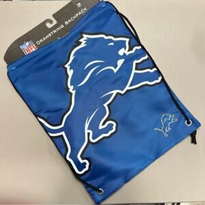 NFL Detroit Lions Drawstring Backpack Blue White Carry On Large Stadium Bag NWT